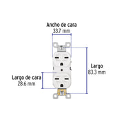 Contacto dúplex, cara de chino, Standard, blanco, VOLTECK
