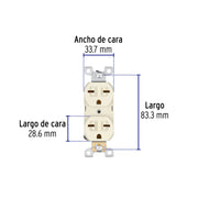 Contacto dúplex, cara de chino, Standard, marfil, VOLTECK