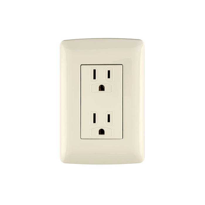Contacto dúplex aterrizado, color marfil, línea Italiana 