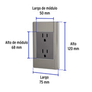 Placa armada acero inox contacto dúplex 3 módulos, Lisboa