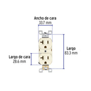 Contacto dúplex, 2 polos 3 hilos, 20 A, Standard, marfil