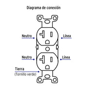 Contacto dúplex, 2 polos 3 hilos, 20 A, Standard, marfil