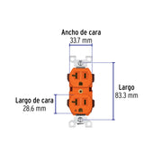 Contacto dúplex, tierra aislada, 20 A, línea standard