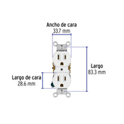 Contacto dúplex, 2 polos 3 hilos, Standard, granel, blanco