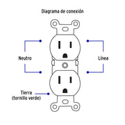 Contacto dúplex, 2 polos 3 hilos, Standard, granel, blanco