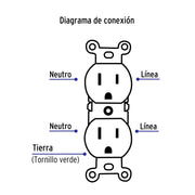Contacto dúplex, 2 polos 3 hilos, Standard, marfil, VOLTECK