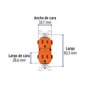 Contacto dúplex, tierra aislada, 15 A, línea standard