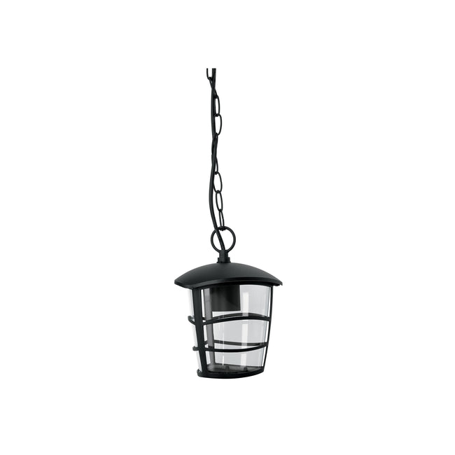 Arbotante tipo farol moderno colgante para exteriores, negro