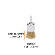Carda tipo brocha 1-1/8' alambre grueso para taladro, TRUPER