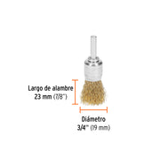Carda tipo brocha 3/4' alambre grueso para taladro, TRUPER