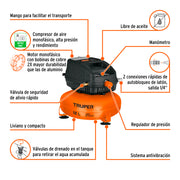 Compresor libre de aceite, 12L, 1HP, 127V, TRUPER