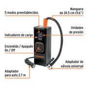 Inflador de aire inalámbrico portátil 150 PSI, TRUPER