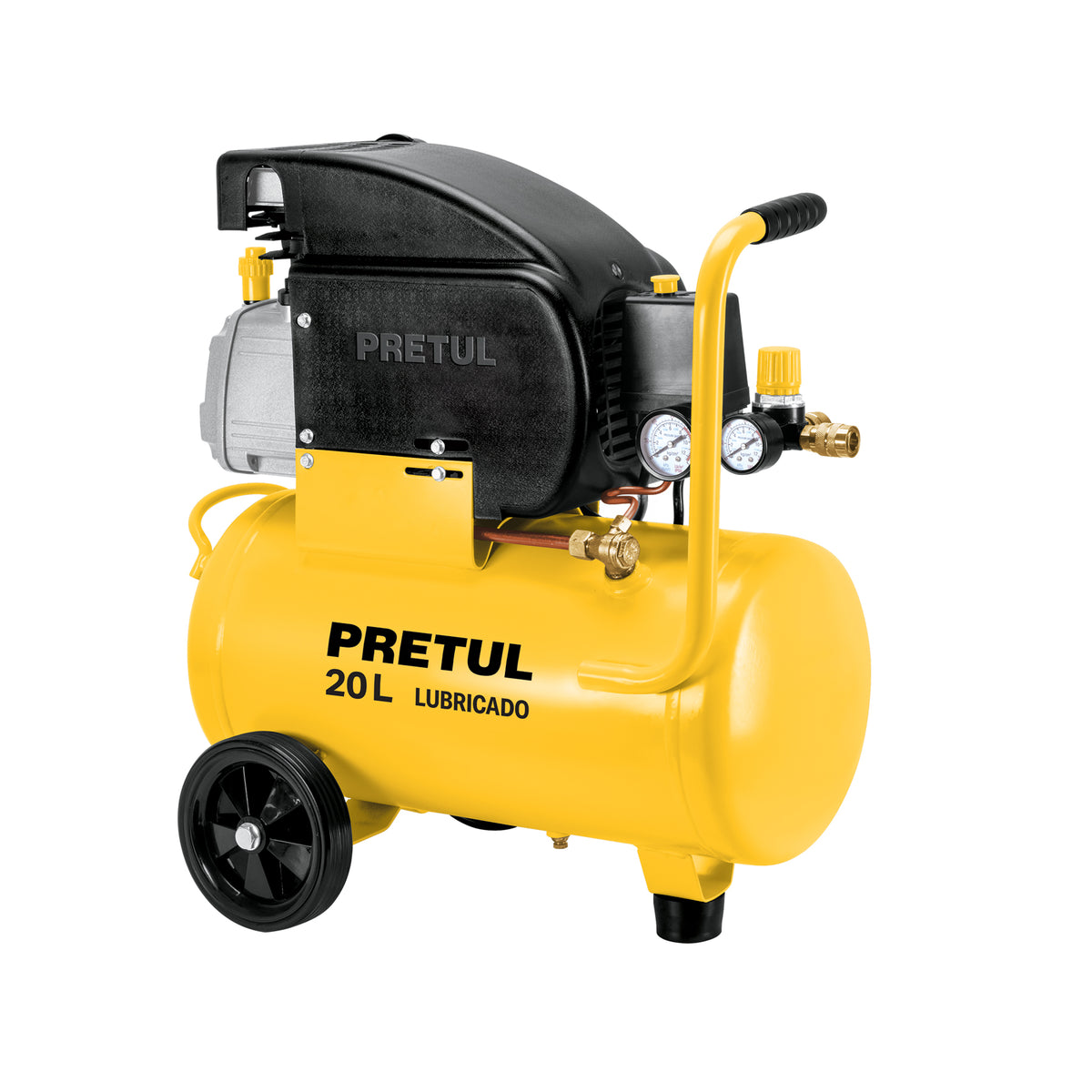 Compresor lubricado, 20L, 2-1/2HP, horizontal, 127V, PRETUL