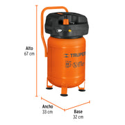 Compresor libre de aceite, 30L, 3HP, vertical, 127V, TRUPER