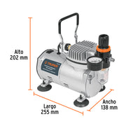 Compresor libre de aceite, para aerografo,1/5HP,127V, TRUPER