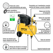 Kit Compresor lub, 20L, manguera y accesorios, 127V, PRETUL