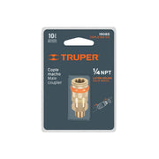 Cople rápido de latón, macho, cuerda 1/4' NPT, TRUPER