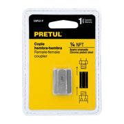 Cople de acero, hembra-hembra, cuerda 1/4' NPT, PRETUL