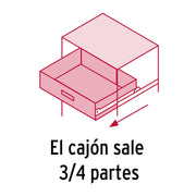 Bolsa con 2 correderas extensión 55 cm p/cajón, ancho 2.5 cm