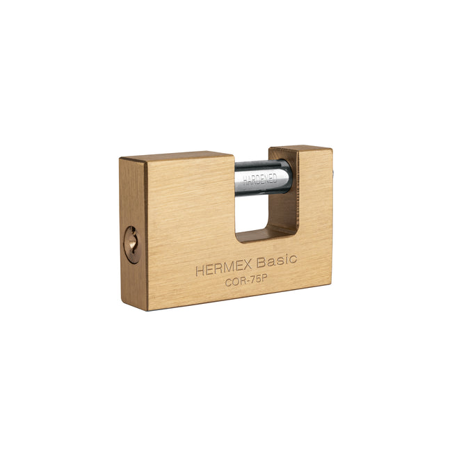Candado antipalanca 75 mm cuerpo de latón, HERMEX BASIC