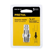 Conector rápido de acero, macho, cuerda 1/4' NPT, PRETUL