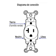 Contacto sencillo, 2 polos 3 hilos, 20 A, Standard, blanco