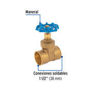 Válvula de compuerta de latón soldable de 1 1/2', FOSET