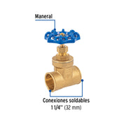 Válvula de compuerta de latón soldable de 1 1/4', FOSET