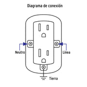 Contacto de sobreponer dúplex 2 polos+ tierra, ABS, VOLTECK