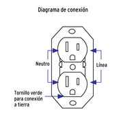Contacto de sobreponer dúplex, 2 polos+ tierra, baquelita