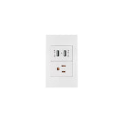 Placa armada 1contacto, 2puertos USB, 1.5mod,Española,blanco