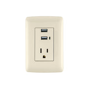 Contacto aterrizado + 2 puertos USB, marfil, línea Italiana