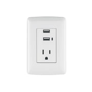 Contacto aterrizado + 2 puertos USB, blanco, línea Italiana
