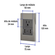 Placa armada acero contacto y 2 puertos USB 1.5 mód, Lisboa