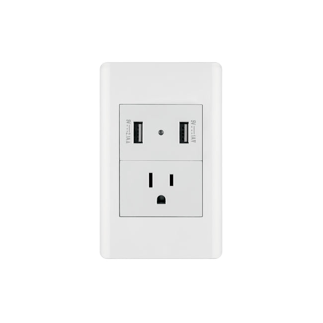 Placa armada blanca contacto y 2 puertos USB 1.5 mód, Lisboa