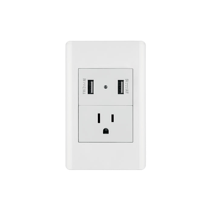 Placa armada blanca contacto y 2 puertos USB 1.5 mód, Lisboa