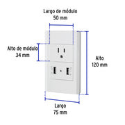 Placa armada blanca contacto y 2 puertos USB 1.5 mód, Lisboa