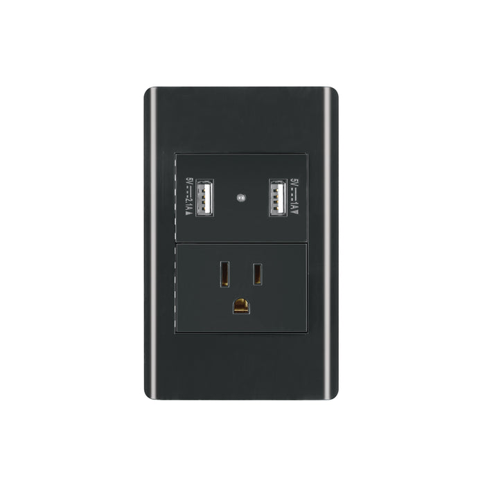 Placa armada negra contacto y 2 puertos USB 1.5 mód, Lisboa