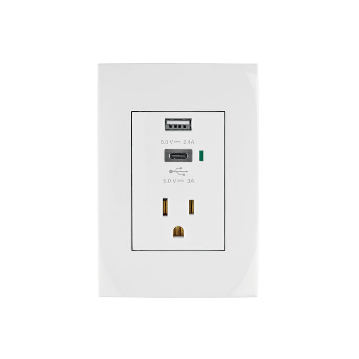 Contacto 2polos + tierra con 2 puertos USB, Oslo, blanco
