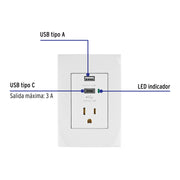 Contacto 2polos + tierra con 2 puertos USB, Oslo, blanco