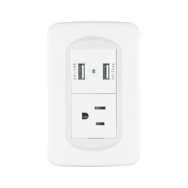 Placa armada 1contacto y 2 puertos USB 1.5 módulos, Toledo