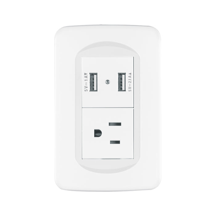 Placa armada 1contacto y 2 puertos USB 1.5 módulos, Toledo