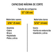 Cortapernos 12', mango tubular, PRETUL