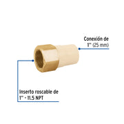 Adaptador hembra de CPVC 1' con inserto y tuerca de latón