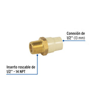 Adaptador macho de CPVC 1/2' con inserto y tuerca de latón