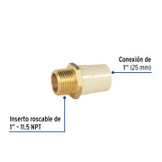Adaptador macho de CPVC 1' con inserto y tuerca de latón