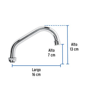 Cuello largo para mezcladora de lavabo, cromo, BASIC