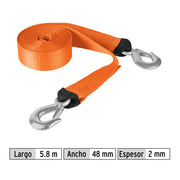 Correa con ganchos para remolque, 48 mm x 5.8 m, TRUPER
