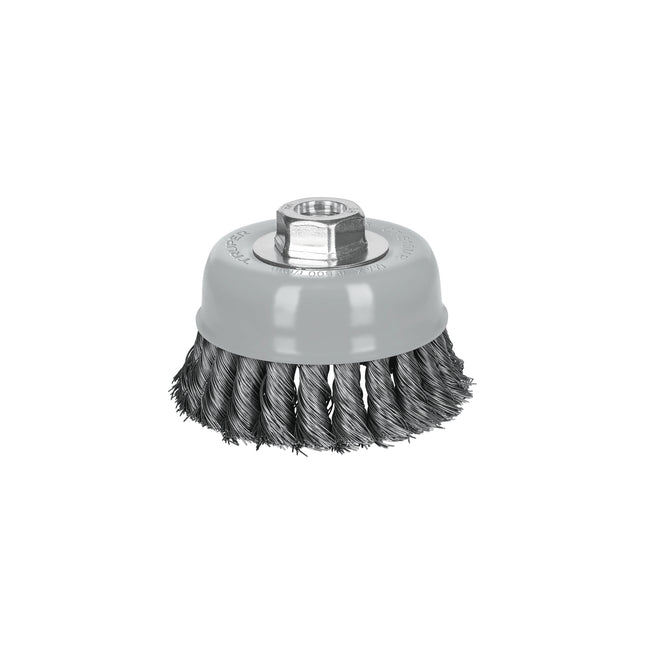 Carda copa 4' alambre trenzado fino, Multi-rosca, TRUPER