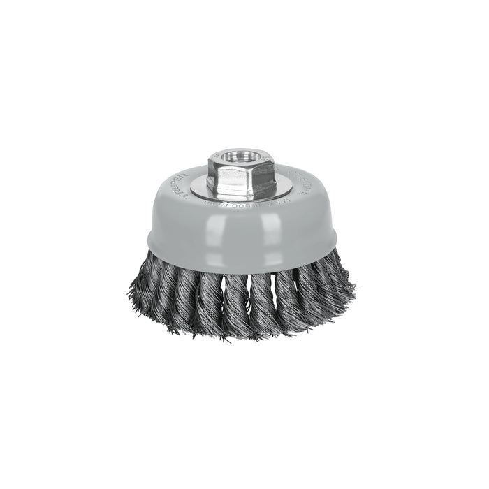 Carda copa 4' alambre trenzado fino, Multi-rosca, TRUPER
